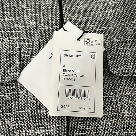 NWT Theory Cotton Tweed Military Jacket Size 6 - Picture 10 of 10